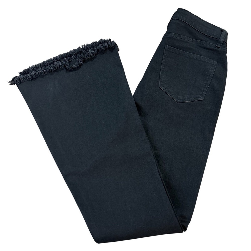 YMI JEANS Womens 7 28 Black High Rise Flare Jeans Distressed Raw Hem